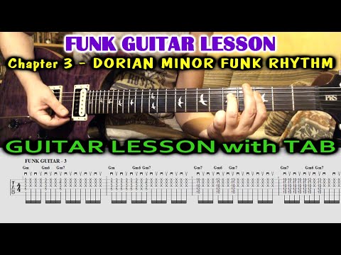 FUNK GUITAR LESSON + TAB | Minor Funk Rhythm | Tutorial | How To Play | Chords | Chapter 3