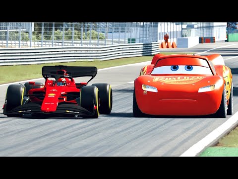 NEW 2022 FERRARI F1-75 vs Lightning McQueen at Monza GP