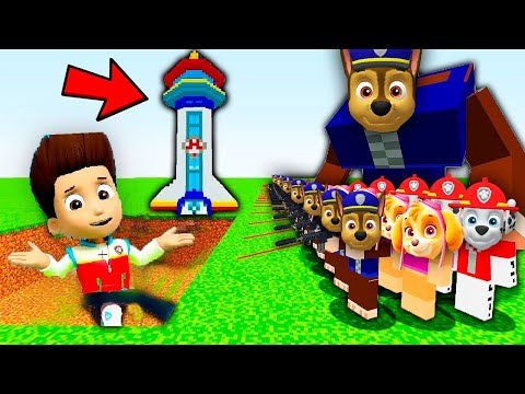 BATTLE - RYDER EXE vs ALL PAW PATROL in Minecraft - Chase vs Marshall vs Skye Gameplay Minions Sonic