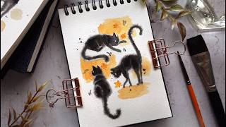 Black Cats: Wet on Wet Watercolor Tutorial 🐈⬛
