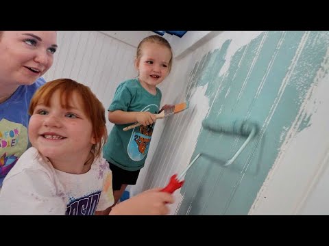 CLUB HOUSE - PAiNT PARTY!!  Bedroom makeover with Adley and Niko! sliding, painting, and playing!