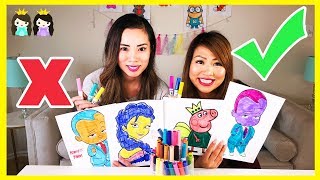 3 Marker Challenge w/ Princess ToysReview with Egg Surprise Toy for Winner!