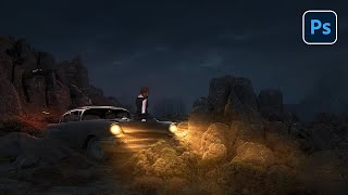Photoshop for Beginners - Create a Dramatic Night Background Photo Manipulation