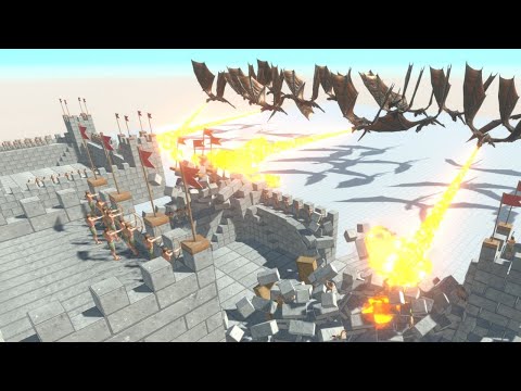 20 Dragons vs 100 Human Army Animal Revolt Battle Simulator