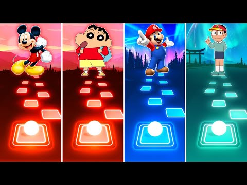 Mickey Mouse vs Shinchan vs Mario vs Kiteretsu - Tiles Hop EDM Rush