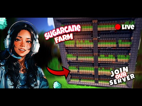 EPIC Minecraft LIVE: Building Sugarcane Farm! Join Now