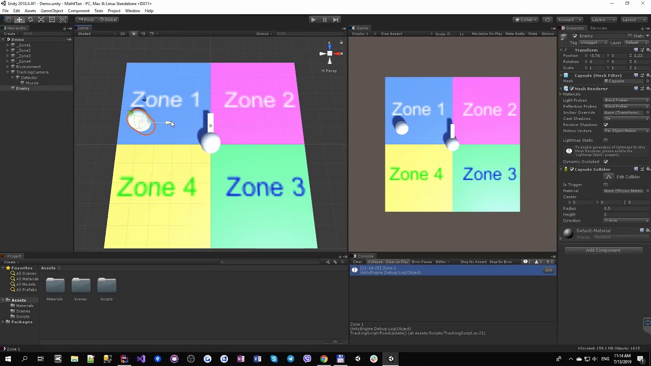 Example of usage Unity Mathf.Tan In Games