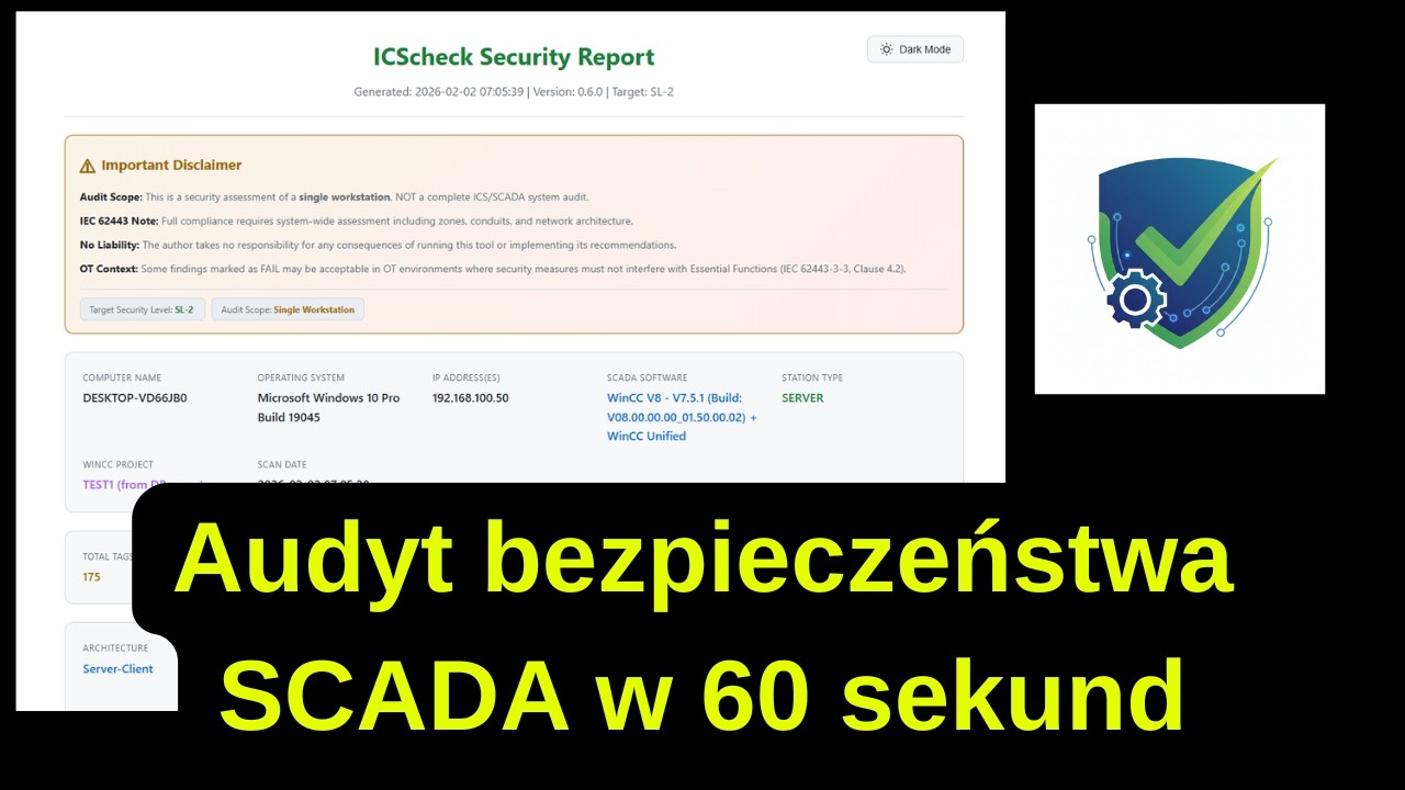 ICScheck - darmowe narzędzie do audytu bezpieczeństwa WinCC