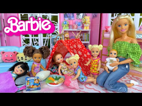 Barbie & Ken Doll Family Toddler Sleepover Night Routine