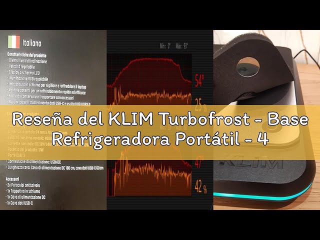 Vídeo relacionado con KLIM Turbofrost - Base Refrigeradora Portátil - 4 Ventiladores x 4000 RPM - Ventilador para Portatil RGB, 4 Puertos USB, Espuma sellada, Base Portatil refrigeracion rápida - Compatible hasta 17"