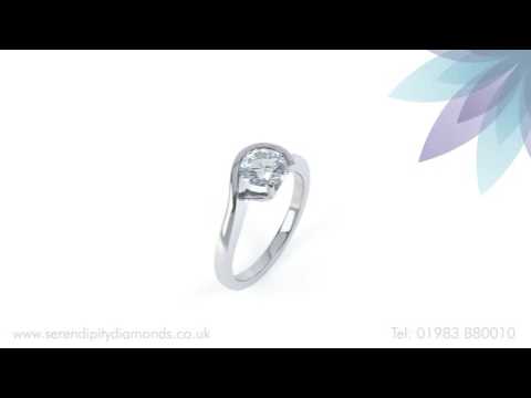 Part Bezel Part Claw Round Solitaire Diamond Engagment Ring