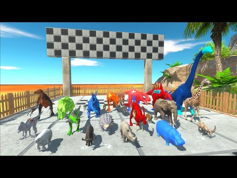 MOLTEN LAVA SPEED RACE DINOSAURS SUPERHERO - TO GET A DRAGON | Animal Revolt Battle Simulator