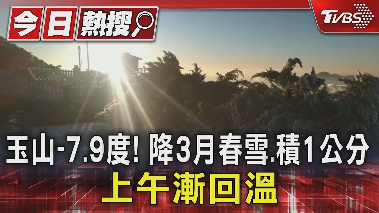 玉山零下7.9度!降3月春雪積1公分 上午漸回溫