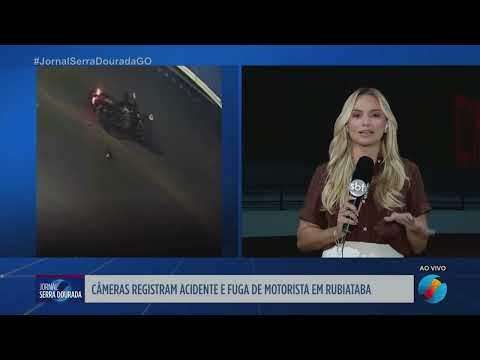 Câmeras registram acidente e fuga de motorista em Rubiataba
