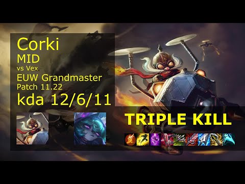Corki vs Vex Mid - EUW Grandmaster 12/6/11 Patch 11.22 Gameplay