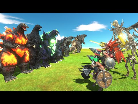 Godzilla Team VS Minotaur + Skeleton of Evolution - Animal Revolt Battle Simulator