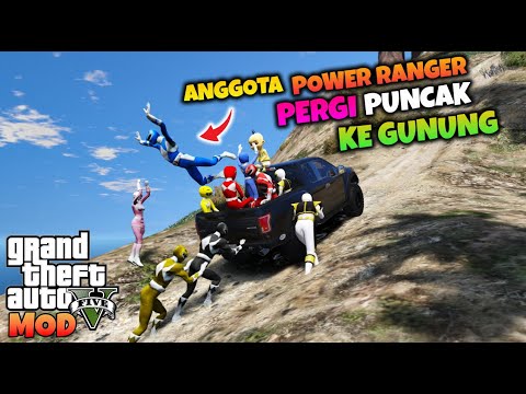 RANGER PUTIH DAN ANGGOTA POWER RANGER PERGI KE PUNCAK GUNUNG TERTINGGI - GTA 5 MOD TRANSFORMER