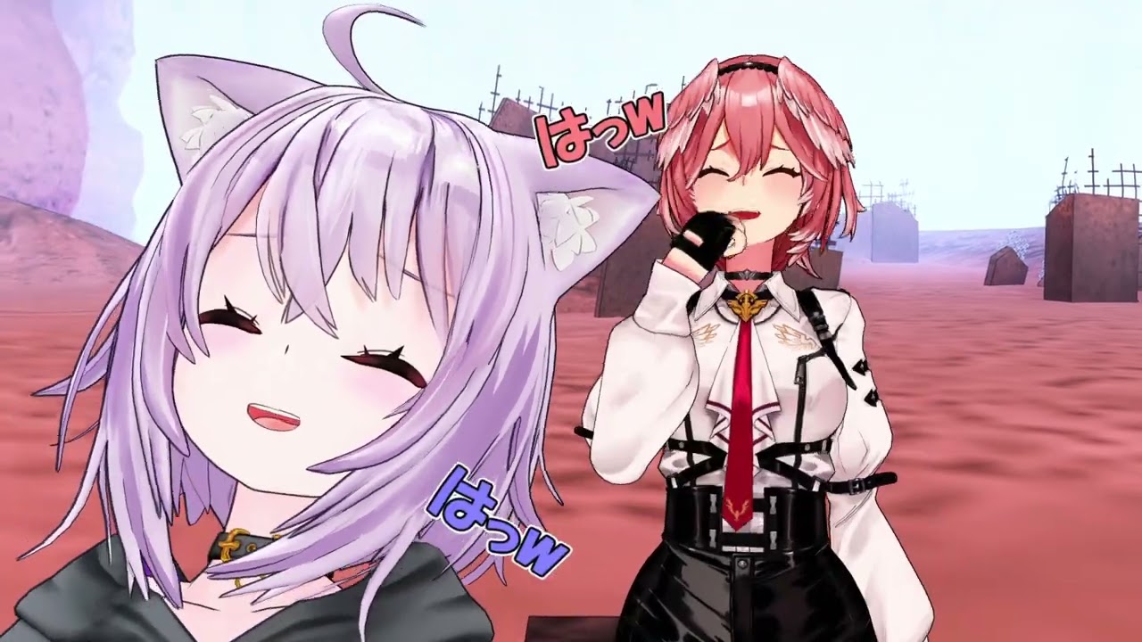 ネザーにベットを持って来てしまったおかゆとそれに困惑するルイ姉さん【ホロライブMMD】【猫又おかゆ/鷹嶺ルイ】