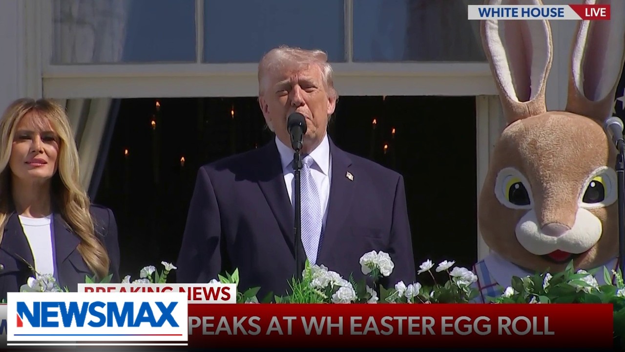 President Trump speaks at the White House Easter Egg Roll