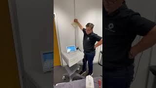 Filling up the water bag on a Storz Medical Focused Shockwave device