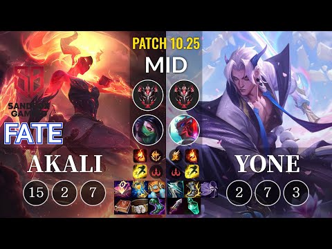 SB FATE Akali vs Yone Mid - KR Patch 10.25