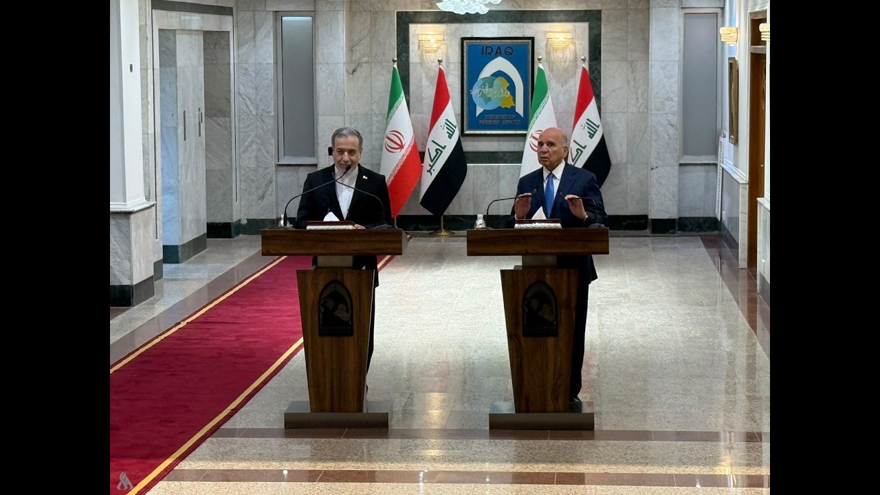فيديو | المؤتمر الصحفي لوزير الخارجية فؤاد حسين ونظيره الايراني عباس عراقجي