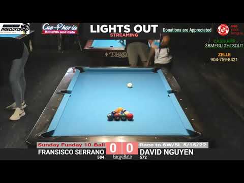 Fransisco Serrano vs David Nguyen | 2022 Cue-Phoria Billiards Orlando, FL  10-Ball Monthly 5/15/22