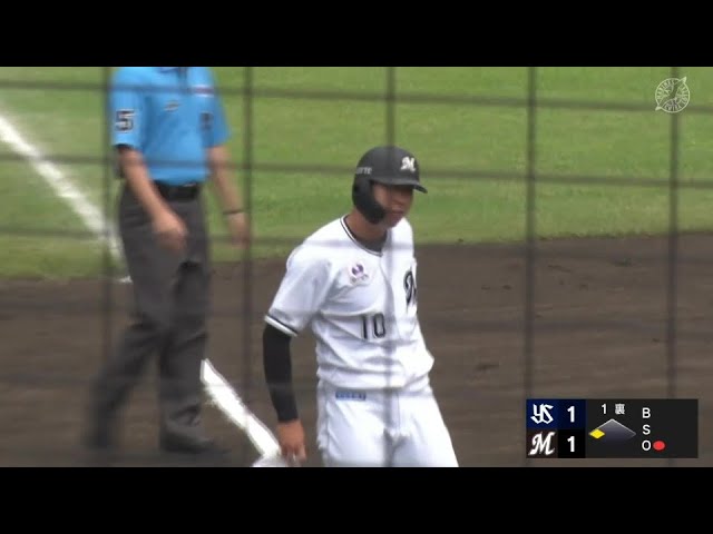 【ファーム】マリーンズ・上田希由翔 すぐさま試合を振り出しに戻すタイムリー3ベースヒット!!  2024年6月2日 千葉ロッテマリーンズ 対 東京ヤクルトスワローズ