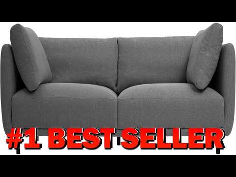 Armen Living Serenity 79" Gray Fabric Sofa with Black Metal Legs - B0CDNS6639