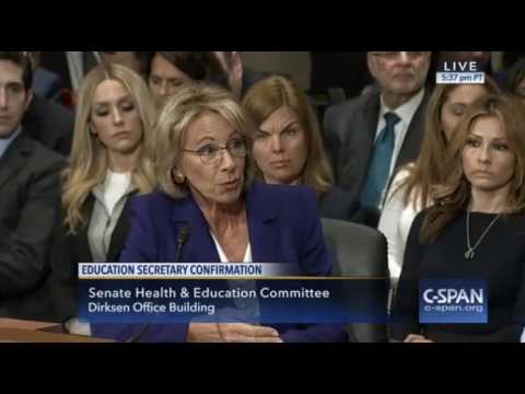 Betsy Devos and Maggie Hassan sparing on the Individual with Disabilities in Education Act, 1/17/17