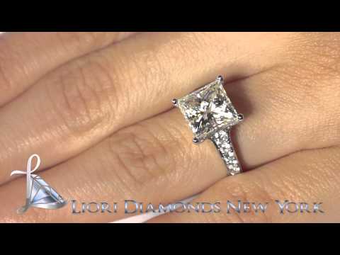ER-0566 - 4.62 Carat J-SI1 Certified Princess Cut Diamond Engagement Ring 18k White Gold