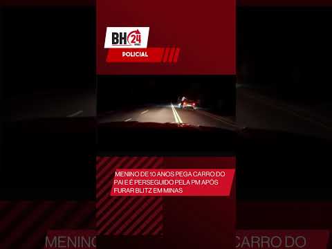 Menino de 10 anos pega carro do pai e é perseguido pela PM após furar blitz em Minas