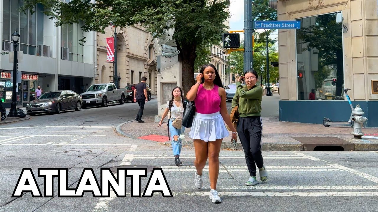 Immersive street-level walking tour through Atlanta, GA, United States, showcasing authentic urban landscapes, local architecture, and the vibrant atmosphere of the city's neighborhoods