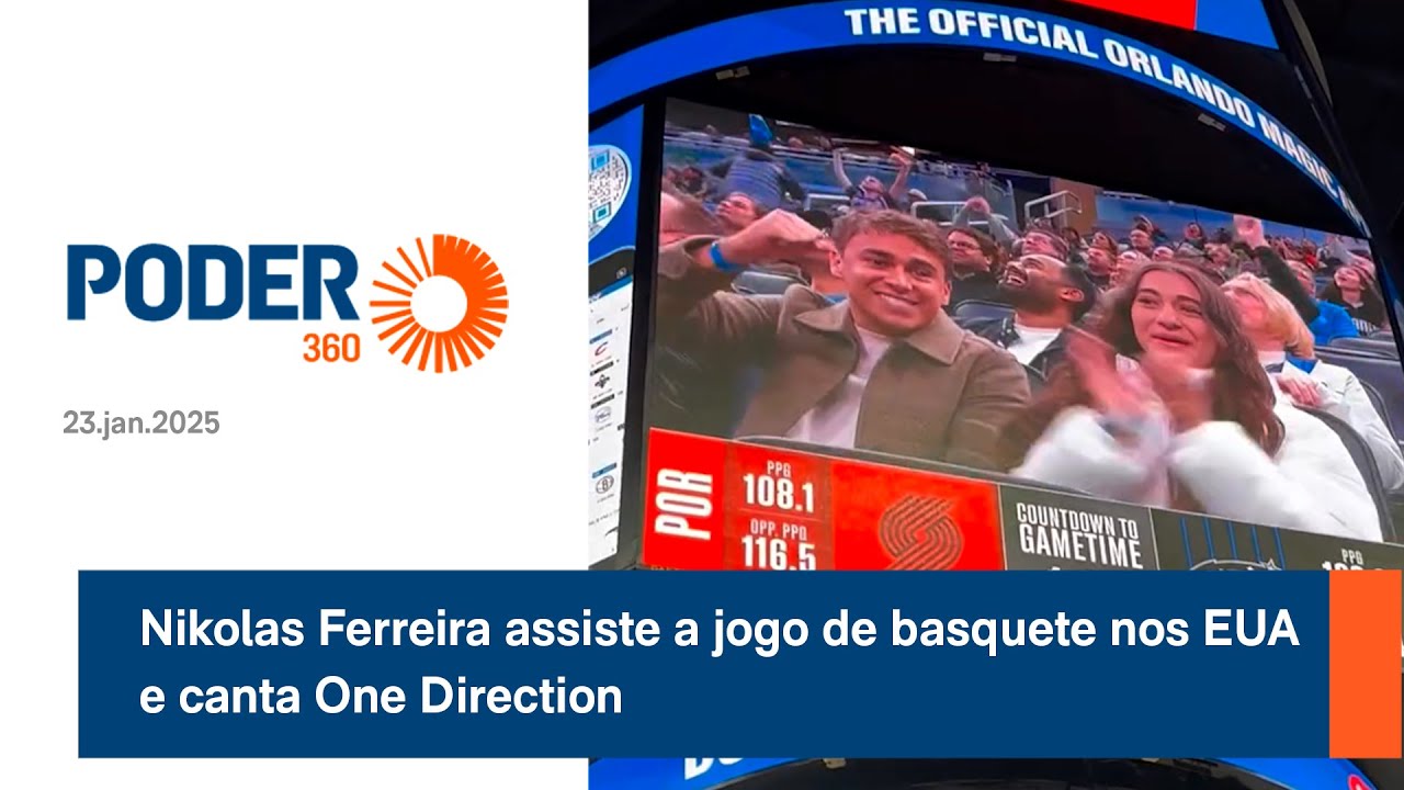 Nikolas Ferreira assiste a jogo de basquete nos EUA e canta One Direction