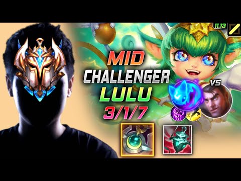 Challenger Lulu MID vs Jayce - 챌린저 미드 룰루 템트리 룬 향로 콩콩이 ルル Лулу 仙灵女巫 露璐 - LOL KR 11.13
