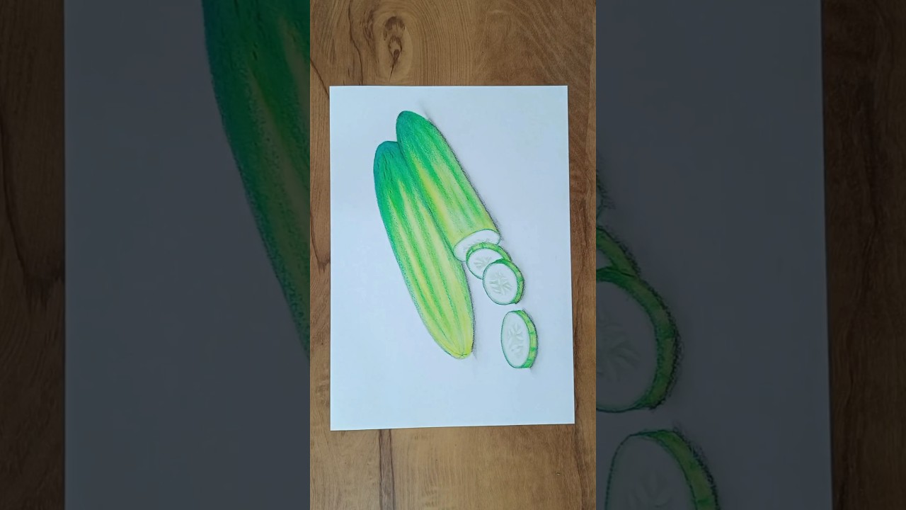 draw realistic cucumber | easy drawing | drawing | easy | #shortsfeed #shortvideo #shorts