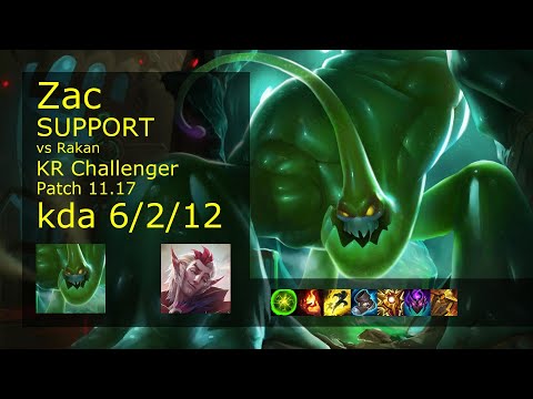 Zac Support & Varus vs Rakan & Xerath - KR Challenger 6/2/12 Patch 11.17 Gameplay // [롤] 자크 vs 라칸 서폿