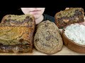 ASMR NUTELLA PEANUT BUTTER STUFFED BANANA BREAD BANANA CHOCOLATE CHIP COOKIES ICE CREAM MUKBANG