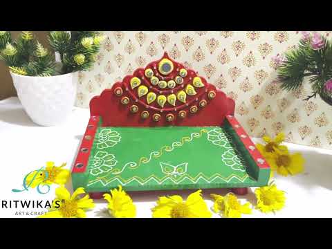 Ritwika's Handcrafted Wooden Decorative Puja Singhasan | Home Temple of God Idols