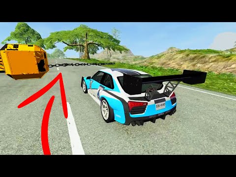 Cars vs Large Spinner with Chain #4 - BeamNG Drive