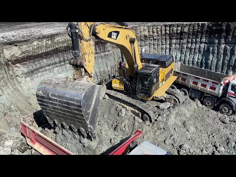Caterpillar 374D Excavator Loading Mercedes & MAN Trucks - Interkat SA
