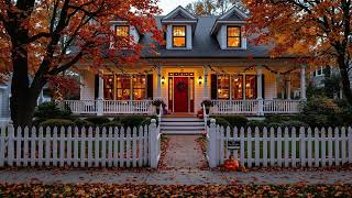 Cozy Fall Neighborhood Ambience | Peaceful Sounds | No Music | Rustling Leaves