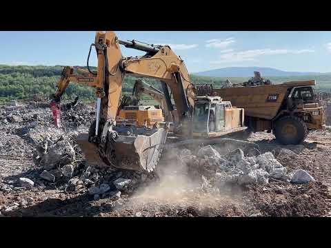 Liebherr 974 Excavator Loading Caterpillar Dumpers - Sotiriadis/Labrianidis Demolition Works