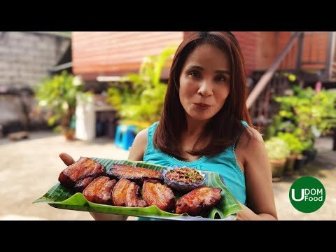 How to Make Fried Pork Belly with Fish Sauce Recipe | Thai Village Food | Udom Food