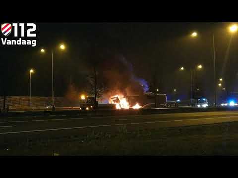 Vrachtwagen in brand na ernstig ongeval in Den Bosch