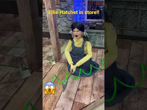 Ellie Hatchet Animatronic in Halloween Store