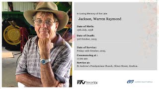 Memorial service for Jackson, Warren Raymond