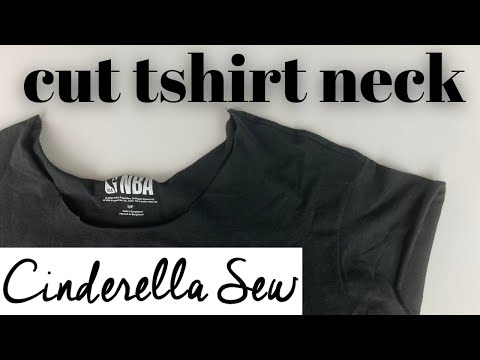 How to cut tshirt neck off and make sleeves shorter - Cut lower neckline on t-shirt shorten sleeves