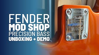 Video thumbnail for 2024 Fender Mod Shop Precision Bass — Unboxing + Tone Demo + DiMarzio Pickup Installation by Room 34 / Scott Anderson