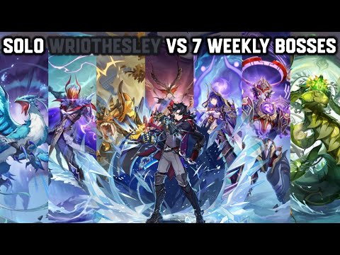 Solo C0 Wriothesley vs 7 Weekly Bosses Without Food Buff | Genshin Impact